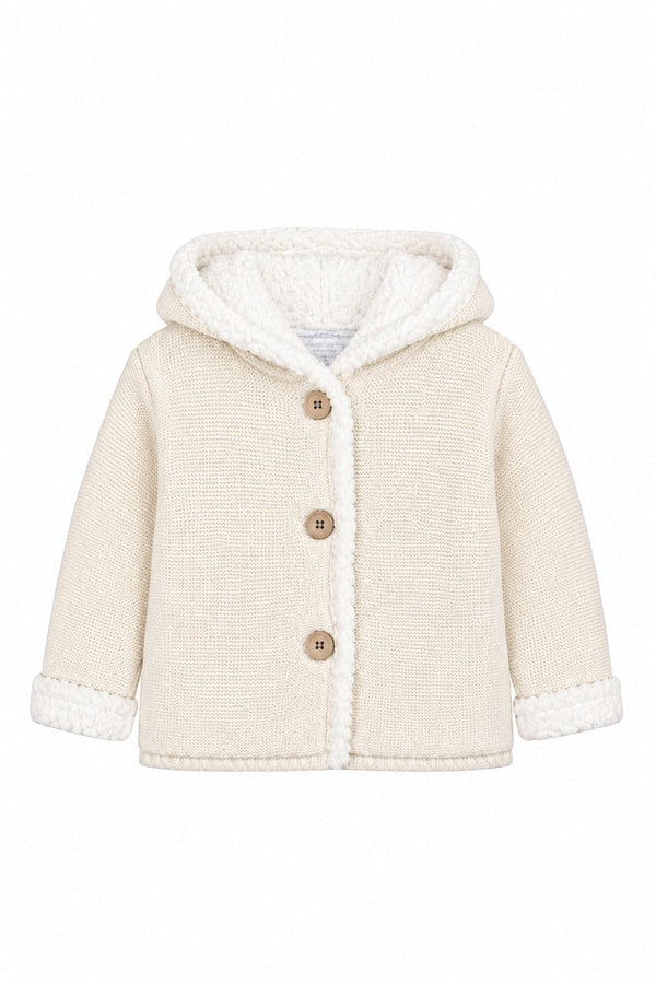8190-Sherpa-Lined Hooded Jacket Off White