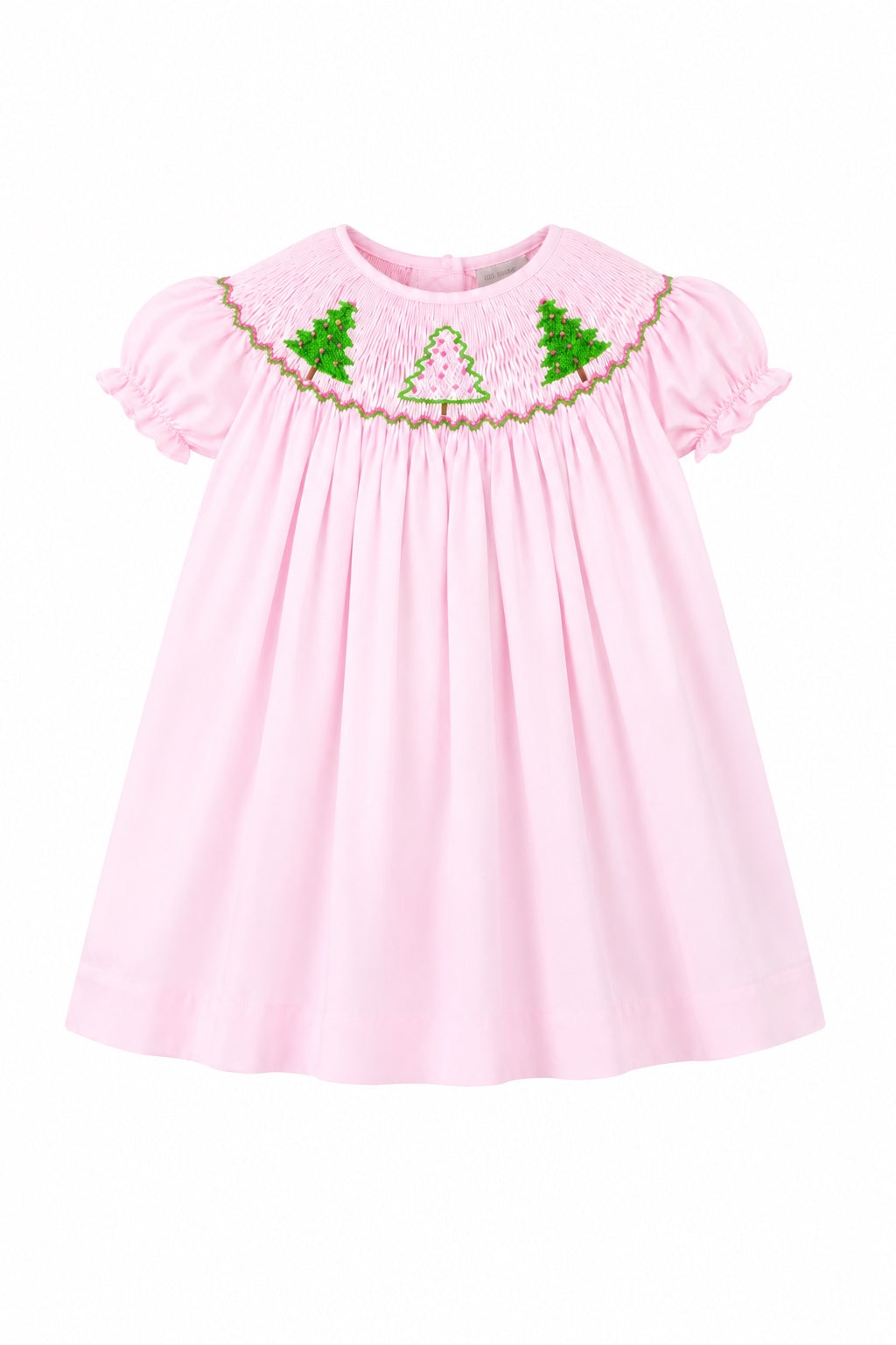 20243T-Smocked Christmas Trees Bishop Toddler Girl Dress