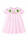 20243T-Smocked Christmas Trees Bishop Toddler Girl Dress