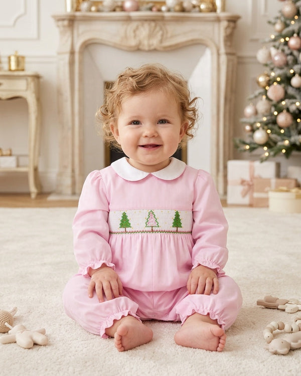 20242-Smocked Christmas Tree Baby Girl Longall