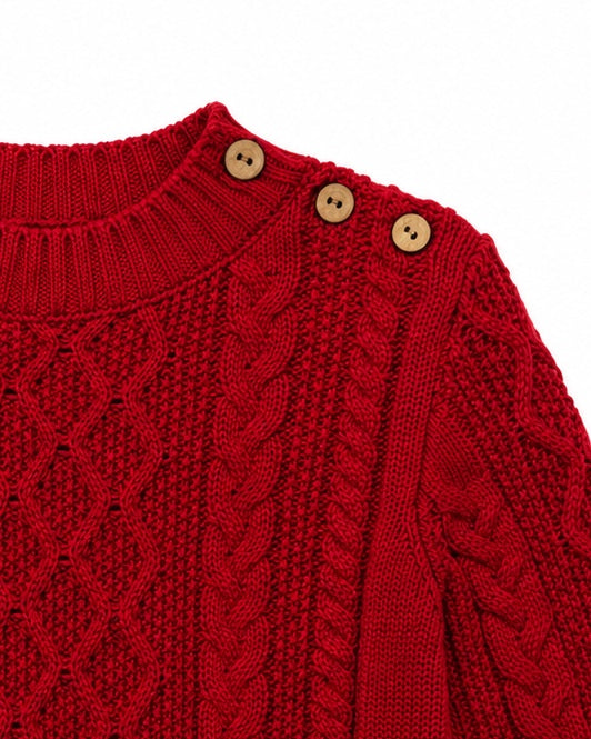 20274-Red Infant & Toddler Knit Pullover Sweater Fisherman