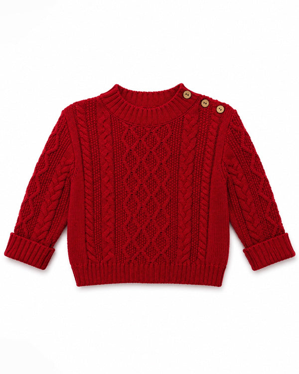 20274-Red Infant & Toddler Knit Pullover Sweater Fisherman