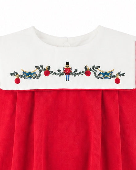 20245- Smocked Nutcracker Red Baby Boy Bubble Romper