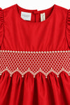 80095T Toddler Girl Elegant Taffeta Red Short Sleeve Dress