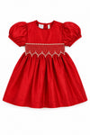 80095 Baby Girl Elegant Taffeta Red Short Sleeve Dress
