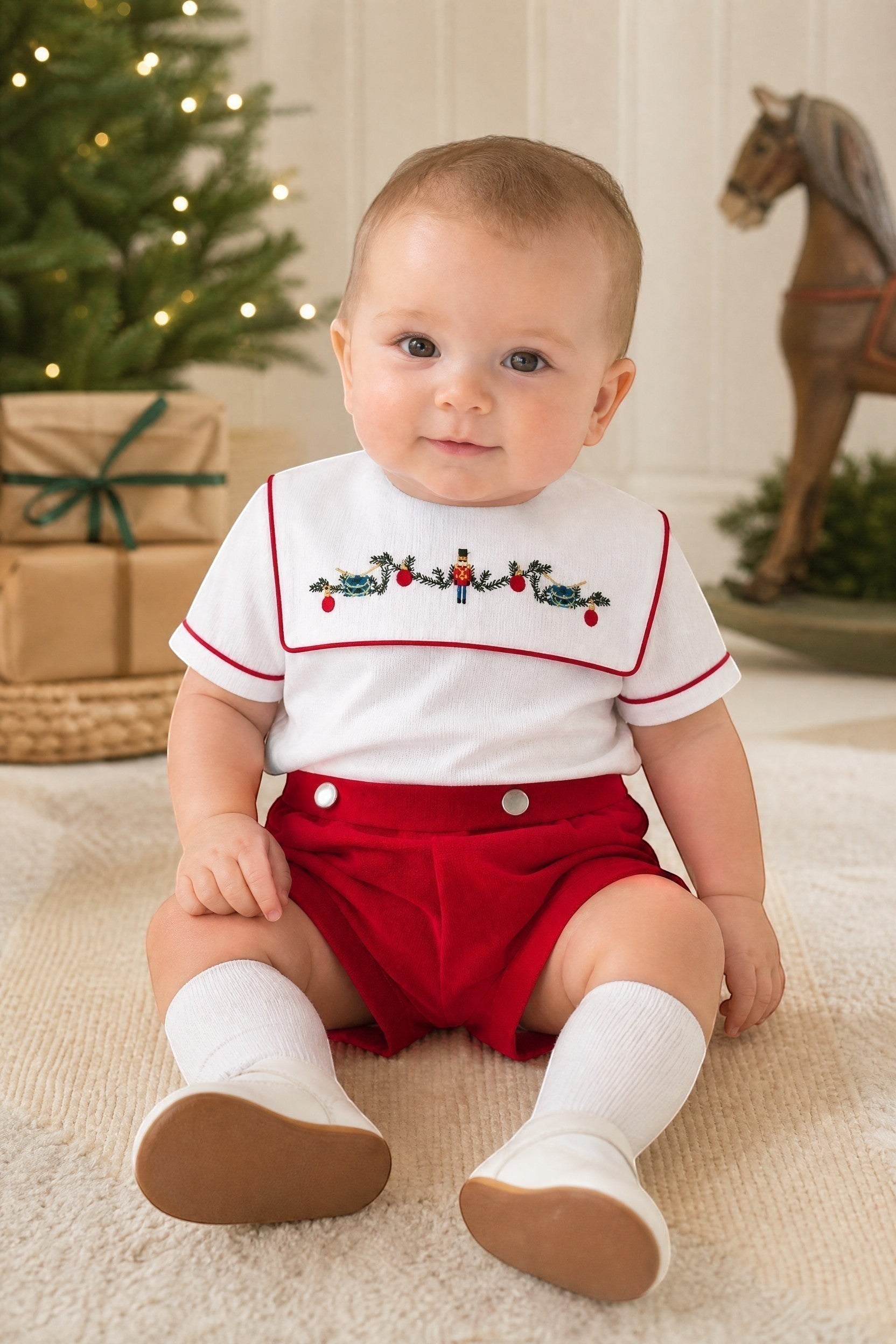 20249- Red Wooden Soldier Infant & Toddler Boy Bobbie Suit