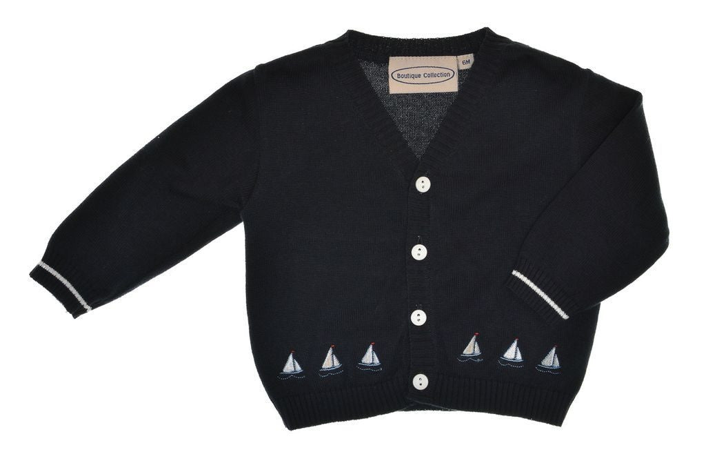Carriage Boutique Smocked Sail Boats Baby Boy Sweater