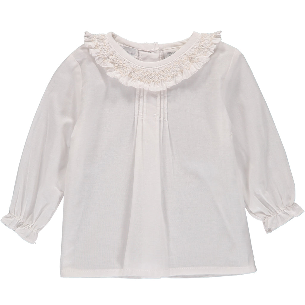 Carriage Boutique White Long Sleeve Baby Girl Blouse 