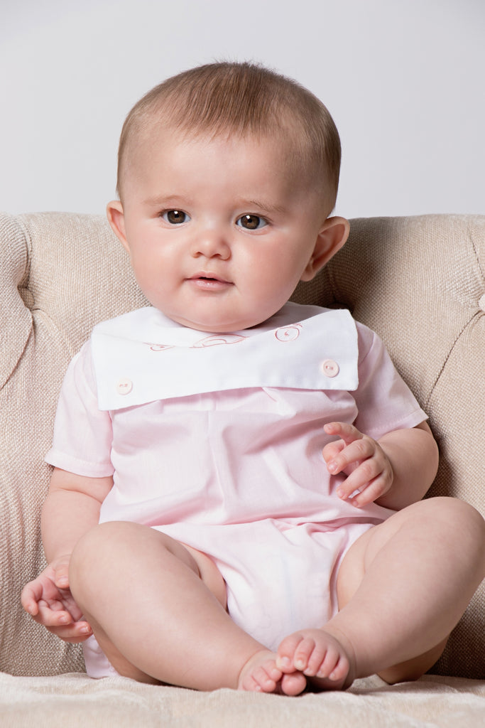 Wholesale Classic Monogram Button Bib Baby Girl Bubble Romper