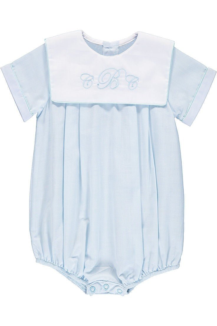 30106-Monogrammable Blue Baby Boy Bubble Romper