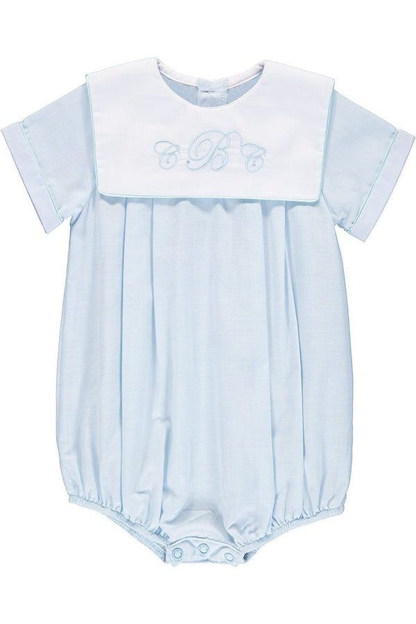 30106-Monogrammable Blue Baby Boy Bubble Romper