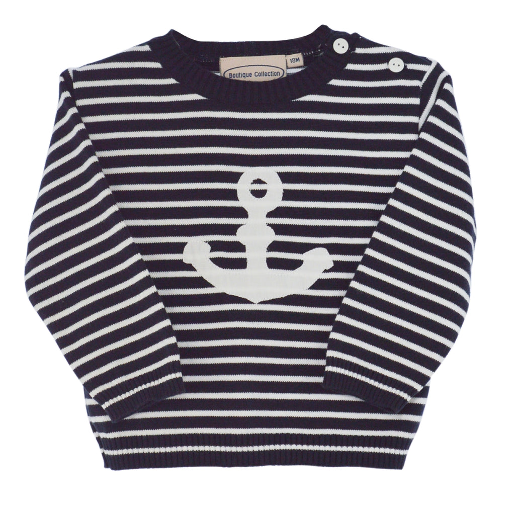 Embroidered Anchor Baby and Toddler Boy Pull Over Sweater