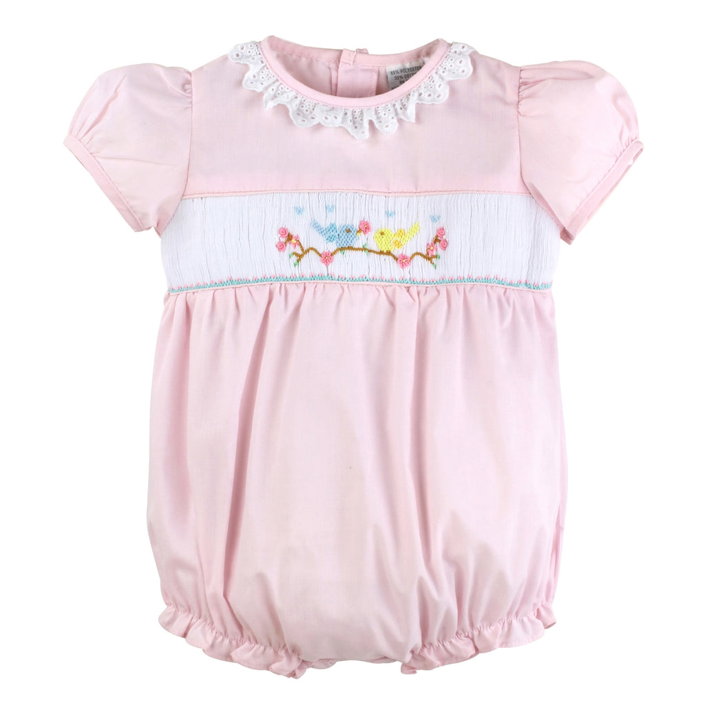 Hand Smocked Classic Baby Girl Bubble Romper