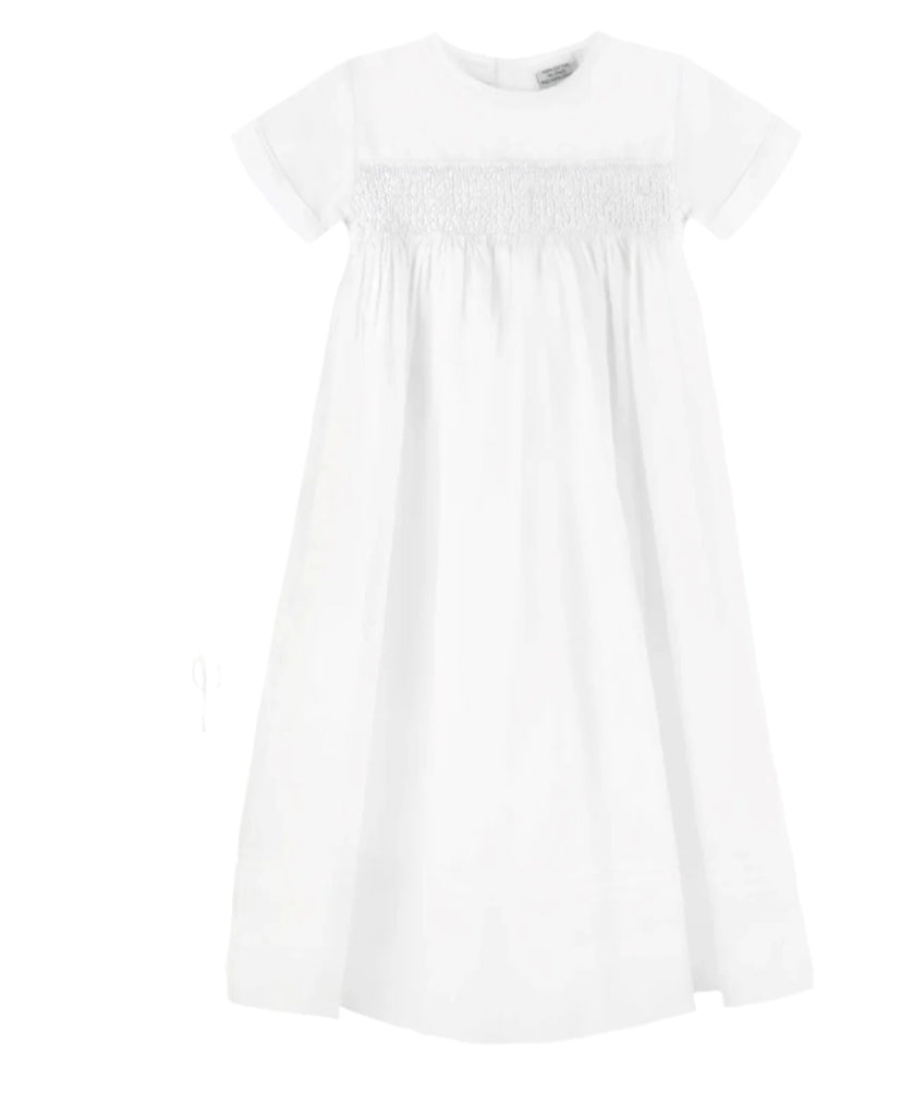 Hand Smocked Cross Bullion Christening Baby Girl Gown with Bonnet 2 - Imagewear