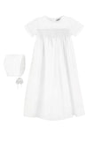 Hand Smocked Cross Bullion Christening Baby Girl Gown with Bonnet - Imagewear