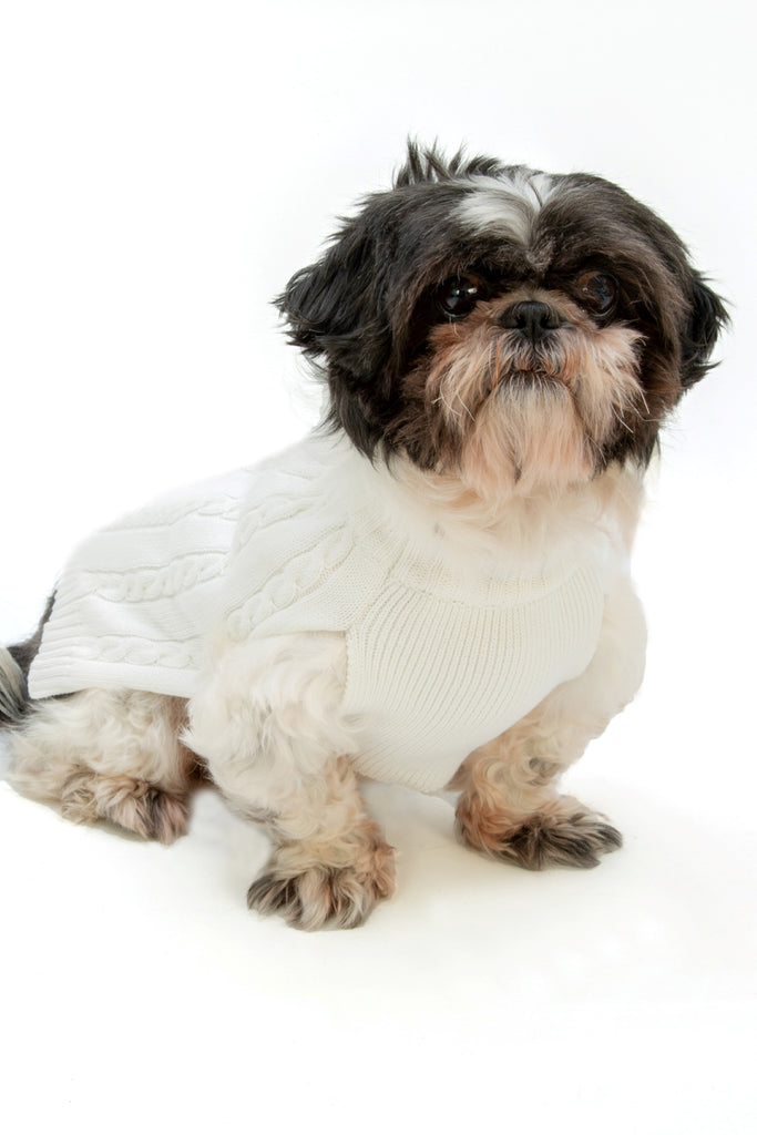 Imagewear White Dog Cable Sweater