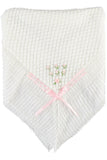 Julius Berger Belgium Lace Rosebud Baby Blanket with Pink Ribbon 3 - Imagewear