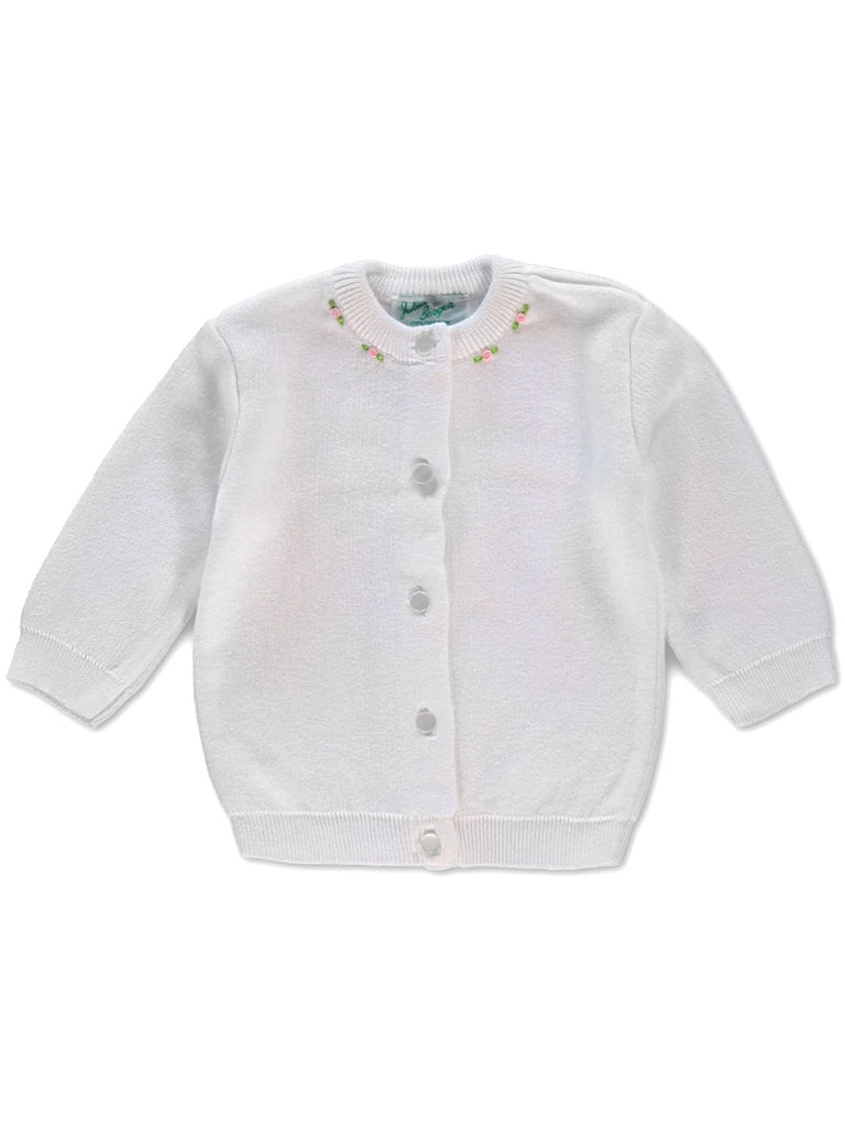 Wholesale Cotton Cashmere Rosebuds White Baby & Toddler Girl Cardigan ...
