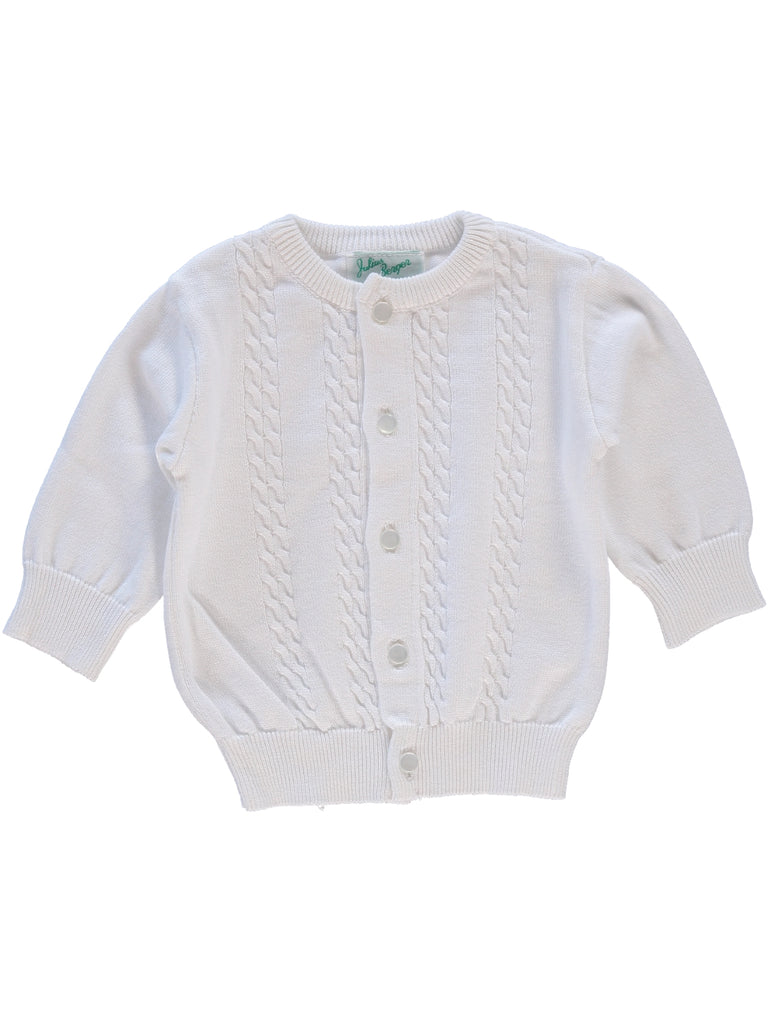 Julius Berger White Cable Baby Boy Cardigan - Imagewear