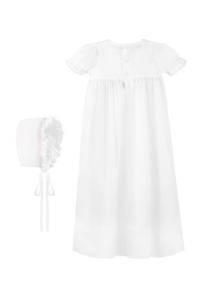 Long Bullion Cross Baby Girl Christening Gown with Bonnet 2 - Imagewear