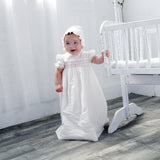 Long Bullion Cross Baby Girl Christening Gown with Bonnet 3 - Imagewear