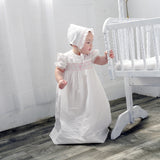 Long Bullion Cross Baby Girl Christening Gown with Bonnet 5 - Imagewear