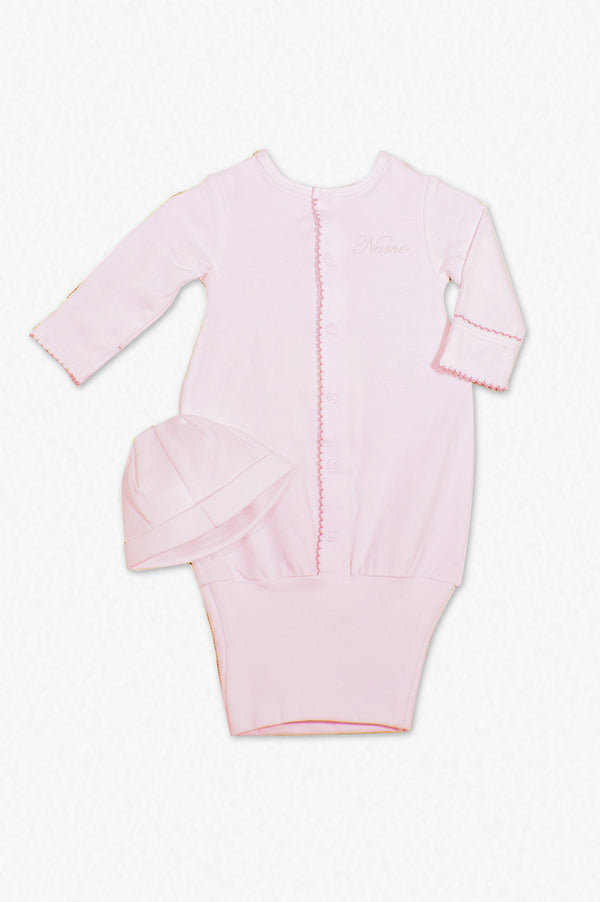 Monogram Baby Sleep Sack with Matching Hat - Pink