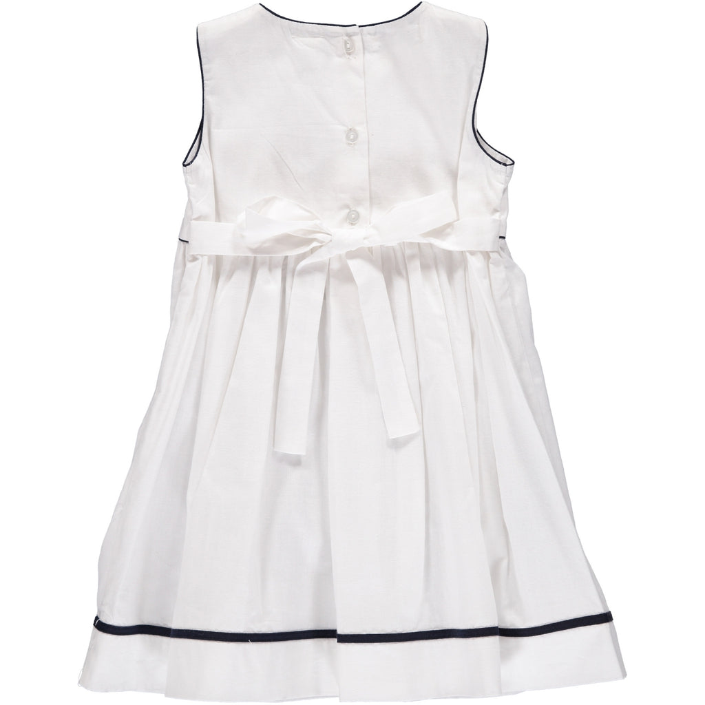 Monogram Blanks White & Navy Sleeveless Baby Girl Dress 2
