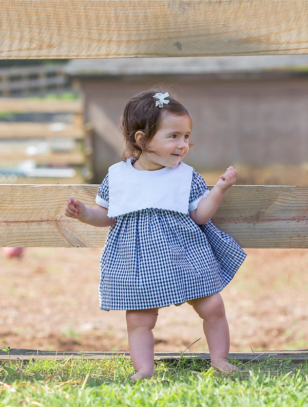 Monogram Navy Check Baby & Toddler Girl Dress Monogram Navy Check Baby & Toddler Girl Dress