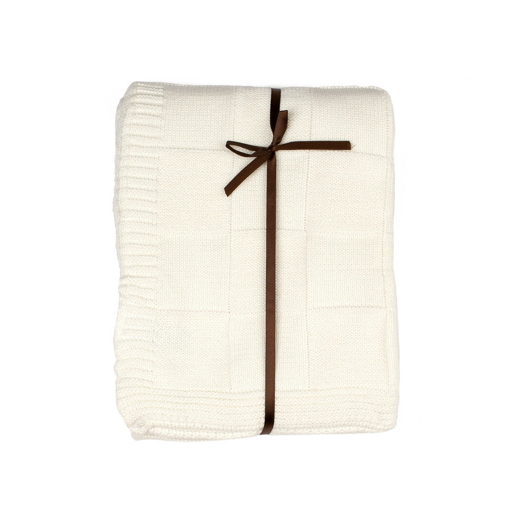 Off White Soft Cotton Knit Receiving Blanket