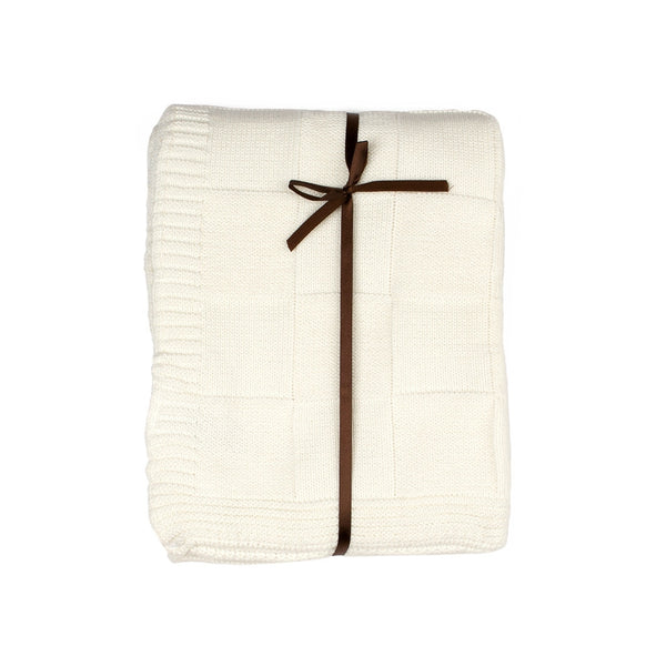 Off White Soft Cotton Knit Receiving Blanket