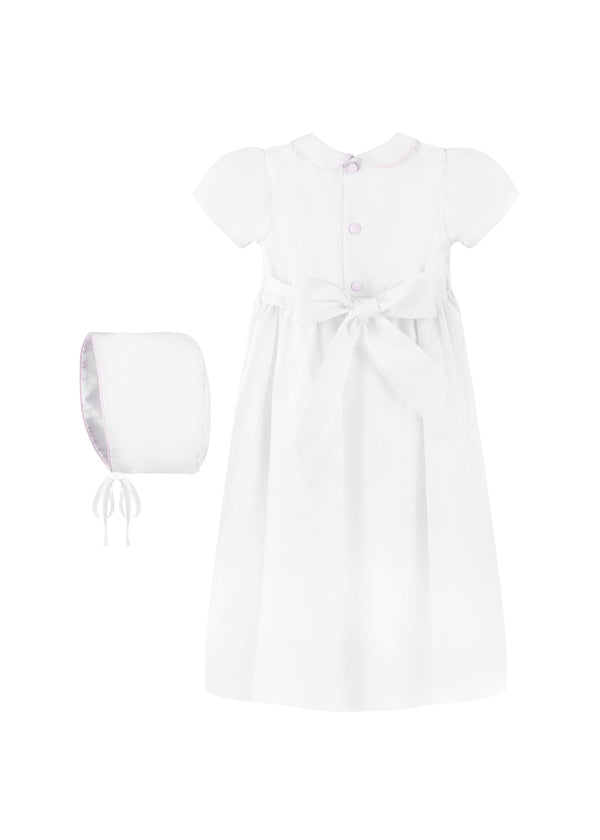  Pink Embroidered Cross Baby Girl Christening Gown with Bonnet 3 - Imagewear