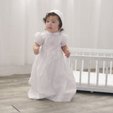  Pink Embroidered Cross Baby Girl Christening Gown with Bonnet 4 - Imagewear