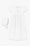  Pink Embroidered Cross Baby Girl Christening Gown with Bonnet - Imagewear