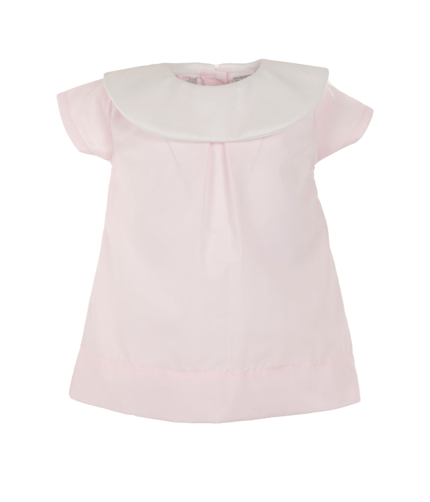 Pink Round Bib Monogrammable Baby Girl Dress 2