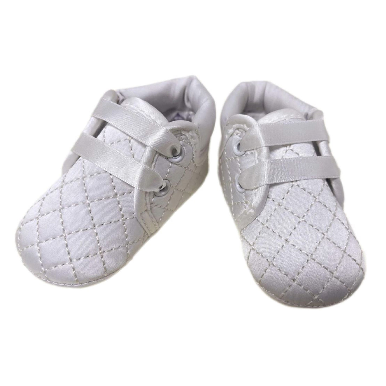 Quilted White Baby Boy Shoes
