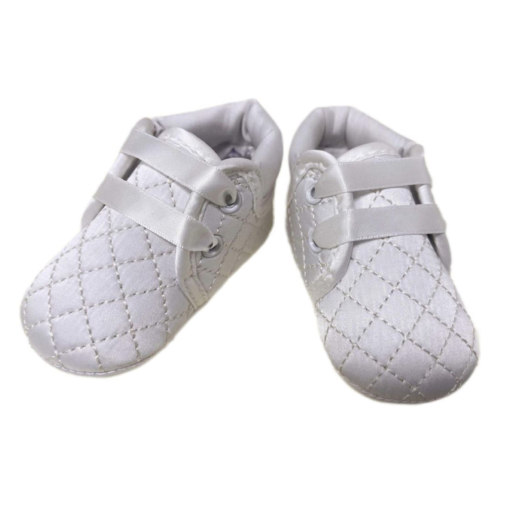 Quilted White Baby Boy Shoes