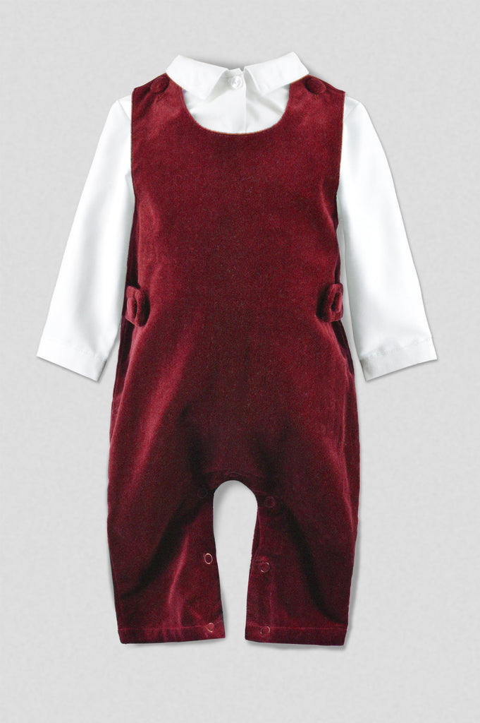 Wholesale Red Velvet Baby Boy Long Romper