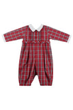 Wholesale Red & White Plaid Baby Boy Long Romper