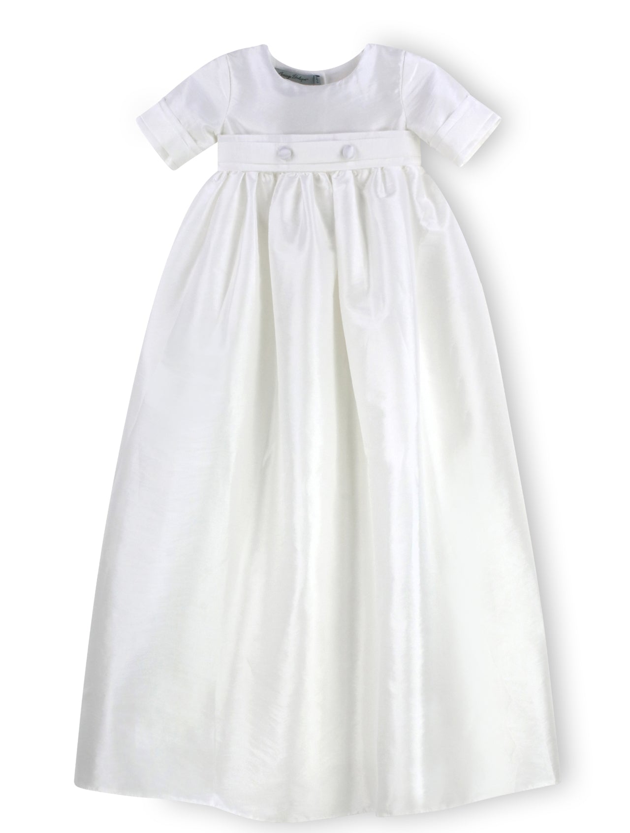 Satin White Baby Boy Long Christening & Baptism Gown with Hat 2
