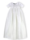 Satin White Baby Boy Long Christening & Baptism Gown with Hat 2