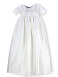 Satin White Baby Boy Long Christening & Baptism Gown with Hat 2