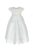 Scallop Baby Girl Christening Gown with Bonnet - White 2 - Imagewear