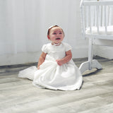 Scallop Baby Girl Christening Gown with Bonnet- White 5 - Imagewear
