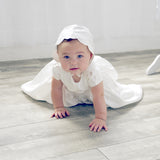 Scallop Baby Girl Christening Gown with Bonnet- White 6 - Imagewear