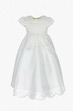 Scallop Baby Girl Christening Gown with Bonnet- White - Imagewear
