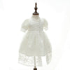 Short Sleeve Baby Girl Christening Dress with Lace Overlay 2