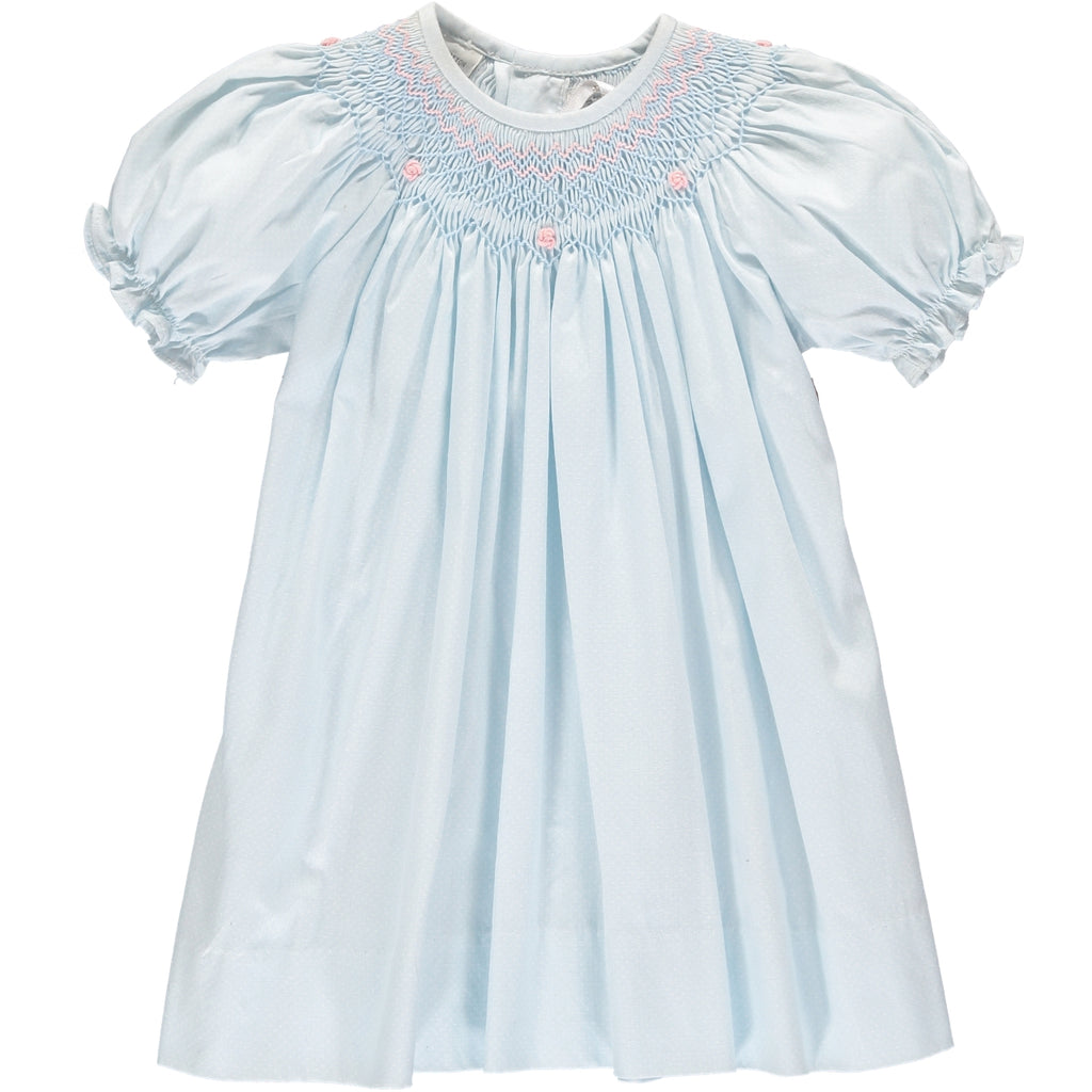 Smocked Blue Bishop Baby Girl Dress