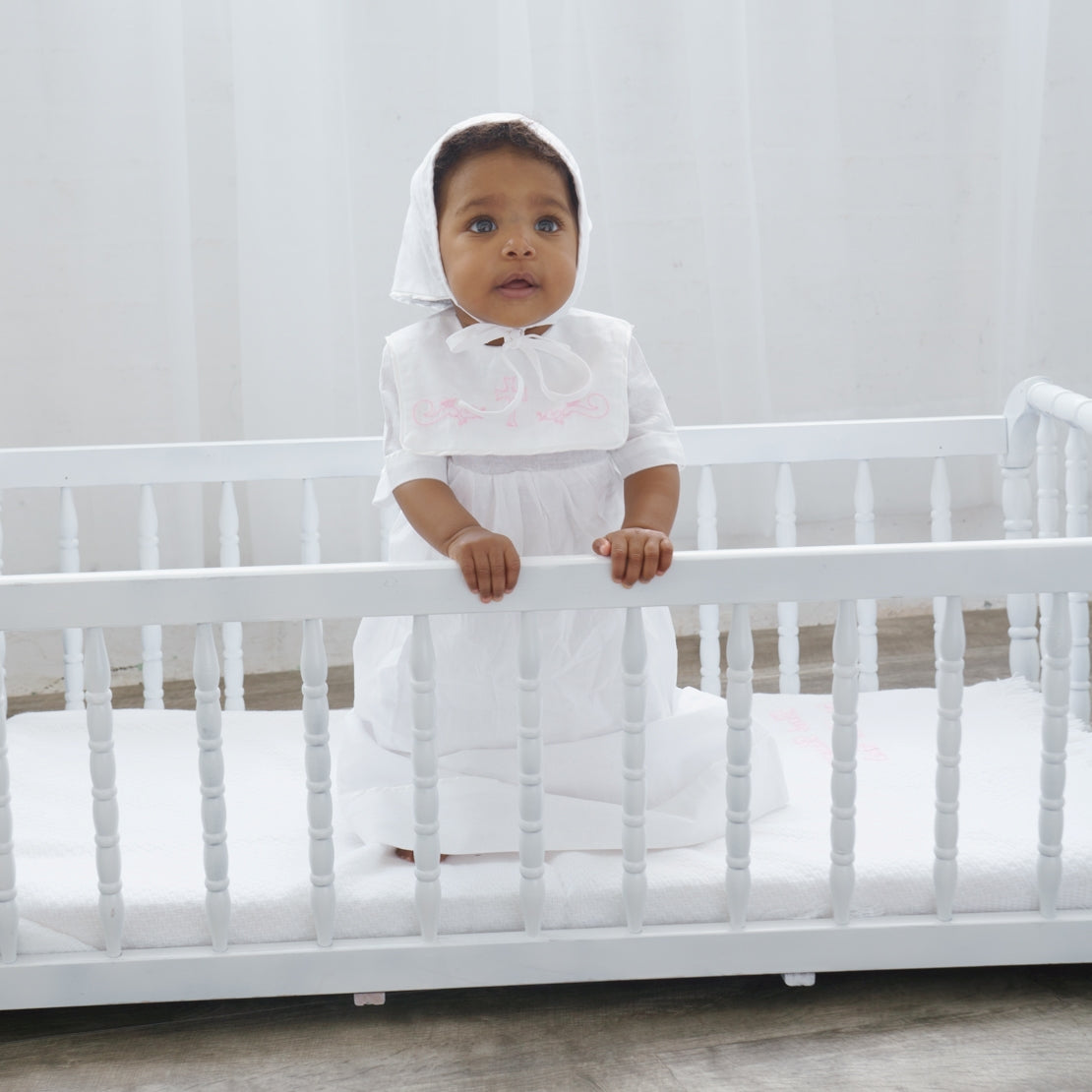 Smocked Christening & Baptism Bib Baby Girl Gown