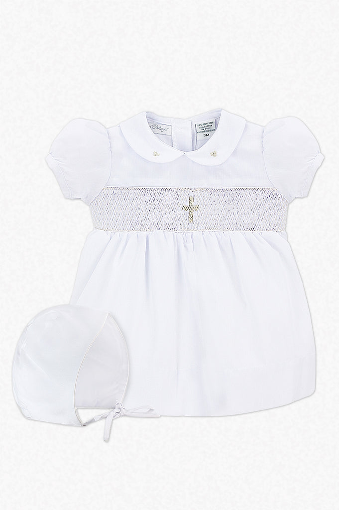 Smocked Cross Baby Girl Christening & Baptism Dress - Imagewear